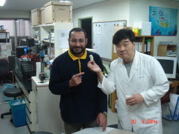 Prof. Han Jin is kiddig with Prof. Warda